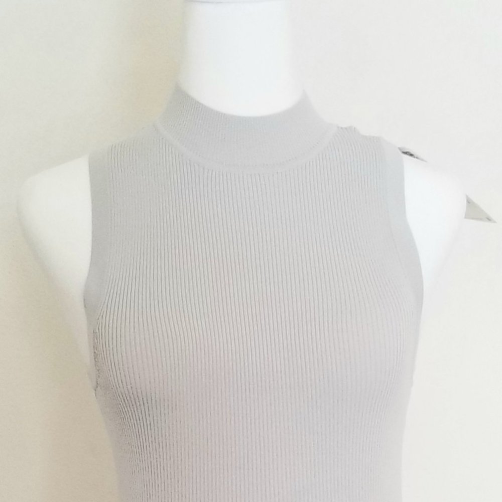 Zara Grey Short Sleeve Mock Neck Midi Long Dress Size Small.